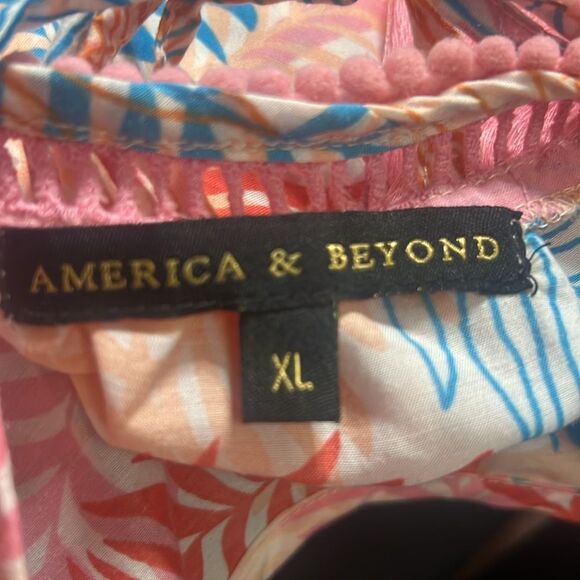 AMERICA & BEYOND POM POM TASSEL DETAILS SUNDRESS MAXI SIZE‎ XL - Picture 5 of 6